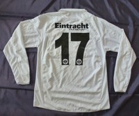 JAKO Matchworn langarm Trikot weiß EINTRACHT FRANKFURT / FRAPORT Nr.17 Größe M/L