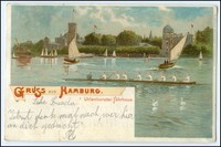 N7367/ Rudern  Gruß aus Hamburg Litho AK 1898