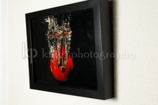 Tomato Splash in water I - 8x10 picture - inside shadowbox, ready to hang