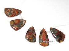 Picasso Jasper With Pyrite Gemstone Loose Beads Pendant Set 5 Beads