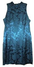 Dawn Joy Vtg 70 Green Jacquard Cocktail Secretary Fitted Fit Sheath Mini Dress S