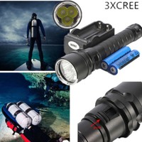 6000lm XM-L2 T6 3X LED Unterwasser Taschenlampe Flashlight + Ladegerät  2*18650