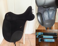 HKM Zeus Dressursattel SOFT, tiefer Sitz,Y-Strippen,zwei Eisen + Wintec Zubehör