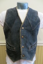 Vtg 60’s Ralph Edwards Sportswear Faded Blue Suede Leather Motorcycle Vest, Med