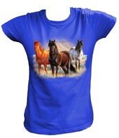 Damen T-Shirt Pferde 3 Pferdeköpfe Horses Horse Spirit Pony Pferd Reiten 16437