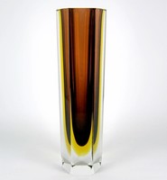 Murano Sommerso Glas Vase / Blockvase 60er 70er Jahre Design Italy 29,7cm