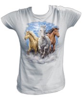 Damen T-Shirt 7638 Pferd 3 Pferde Horses Horse Western Pony Reiten Reiterhof 