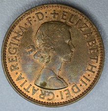Great Britain 1/2 Penny 1956, Ch Bu, Rd, Km#896, 1/2P, Uk Blazing Red Brown.