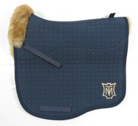 Mattes Eurofit Schabracke Lammfell, Dressur, Gr. L, navy/ocker mit Logo