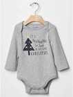 NWT BABY GAP BOY'S GRAY GRAPHIC FESTIVE BODYSUIT 100% COTTON
