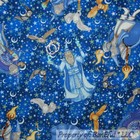 BonEful Fabric FQ Cotton Quilt Blue White Star Wizard Warlock Owl Moon Gold Ball