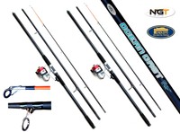 TOP BRANDUNGSSET 2 x NGT BRANDUNGSRUTE 4,20 m 2 x BRANDUNGSROLLE ANGELSET OSTSEE