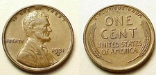 Key A/U 1931 S Lincoln Cent - Key Date! Free Shipping!