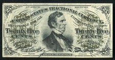 25 Twenty Five Cents Third Issue Fractional Currency Note Extremely Fine