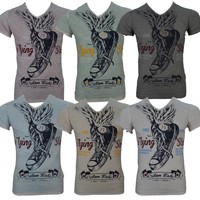 Key Largo Herren T-Shirt FLYING V Ausschnitt  Baumwolle kurzarm S-XL ROT Melange