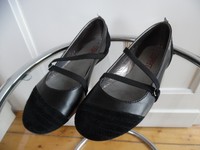 ESPRIT Ballerinas, Mary Jane Schuhe - Leder/Wildleder, Schwarz - Größe 38