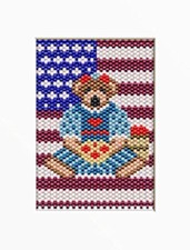 4Th Of July Bear~Beaded Banner Pattern