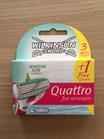 Wilkinson Sword Quattro for Women Sensitive Klingen, 3 plus 1 Klinge Gratis