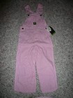 NWT John Deere girl size 4T pink & white striped bib overalls pants