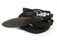 Western Zügel Polycotton flach mit Lederpopper und Snaps Split Reins schwarz