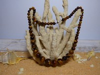 Tigerauge Edelstein Perlenkette ( 47cm lang ) Perlengröße 6mm - 14mm - 235 Karat