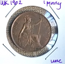 U.K. Great Britain ���� 1902 One Penny Unc