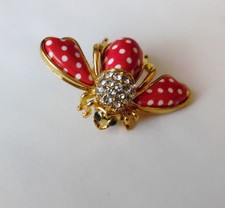 Joan Rivers Bumble Bee Rhinestones Polka Dot Pin Brooch