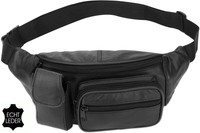 BAUCHTASCHE Schwarz ECHT LEDER Hüft-Tasche Gürteltasche Modell No.1