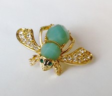 Joan Rivers Bumble Bee Rhinestones Candy Colored Green Pin Brooch