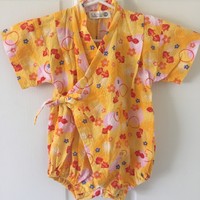 Japanese Jinbei Kimono Romper Onesie Koi Baby Girls Newborn 3-6 Months