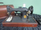 VINTAGE ANTIQUE 1947 SINGER SEWING MACHINE MODEL 128 ELECTRIC WOOD CASE W/KEY