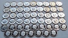 1965 - 2016 S Clad Complete Set 52 Coins Roosevelt Dime Proof
