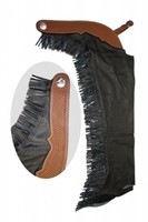 SHOW CHAPS Glattlederchaps Lederbesatz Cowboychaps Westernchaps Fransen black