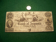 1858 $20 The Bank of Augusta, Georgia - nice Au note - Free Ship
