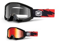 100% Strata Brille 2016 Slash Schwarz Rot Verspiegelt Klar MX Motocross MTB Quad