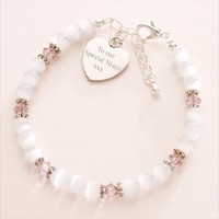 Personalisiertes Armband mit Gravur & Glücksstein, Damen & Mädchen Größen