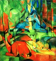 Poster / Leinwandbild Rehe im Walde II - Franz Marc