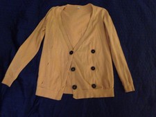 American Apparel Doube-Breasted Cardigan Sweater, Beige / Tan / Light Brown, XS