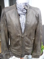 Gipsy Leder Jacke Biker Gr. L oliv/grau Nappa neu ohne Etikett