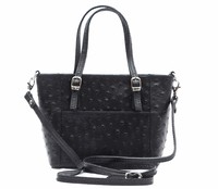 Mini-Bag echt Leder Tasche Schultertasche Cross Body schwarz schwarz Strauß 