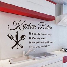 Kitchen Rules Quote Wall Stickers Home Decor DIY Vinyl Art Mural Decal Removable