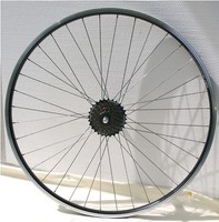 Hinterrad 28 Zoll schwarz Laufrad m. Shimano Zahnkranz 7fach  Hohlkammerfelge