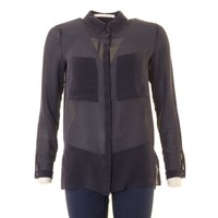 Schumacher Bluse Gr. S Blau Mit Seide (C 3453)