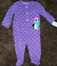 NWT Girls Size 6 Months Purple Penguin Polka Dot footed Pajama Sleepwear