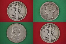 Make Offer $50.00 Face Value 90% Silver Junk Coins Ben Franklin Mercury Walker