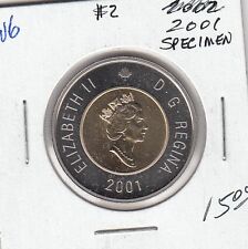 W6 Canada $2.00 Coin Toonie 2001 Specimen From A Royal Canadian Mint Set $15.00