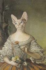 Very Rare Anthropomorphous Sphynx Cat by Nikas Safronov Russian modern postcard