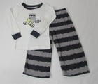 NWT CARTER'S Boy's 2pc PJ set Size 2T White/Black/Gray with Racoon Applique