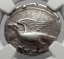 KROTON BRUTTIUM 350BC Original Silver Ancient Greek Coin Eagle Tripod NGC i60198