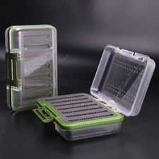 Double Clear Lid Waterproof Fly Fishing Box With Swing Leaf Slit Foam Insert
